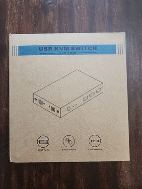 USB KVM Switch Dual Monitor 2 Port, 2-In-1-Out with 3 USB Ports and Button Switc
